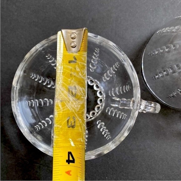 Vintage Federal Depression Clear Glass Columbia Pattern Tea Coffee Cups Set Of 4 - Picture 9 of 9